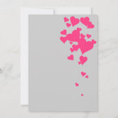 Hot Pink and Gray Hearts Wedding Invitation Kaart (Achterkant)