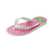 Hot Pink and Green Whales Square Monogram Kinder Teenslippers (Schuin)