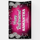 Hot Pink and Silver Happy Retirement  Spandoek (Verticaal)
