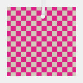 Hot pink and tan checkerboard pattern glas ornament (Achterkant)