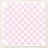 Hot pink and tan checkerboard pattern glazen onderzetter (Achterkant)