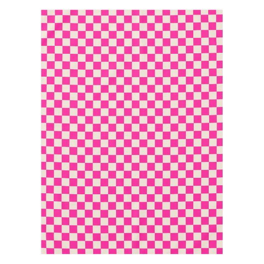 Hot pink and tan checkerboard pattern tafelkleed (Voorkant)