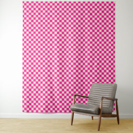 Hot pink and tan checkerboard pattern wandkleed