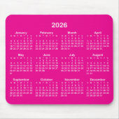 Hot Pink and White 2026 Calendar Muismat (Voorkant)