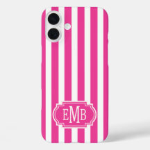 Hot Pink and White Monogrammed Stripes