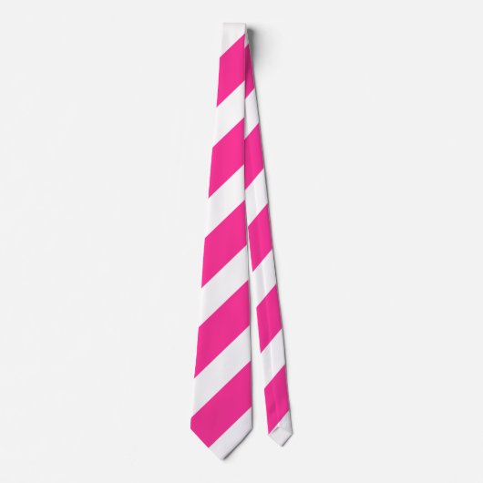 Hot Pink and White Stripes Stropdas (Voorkant)