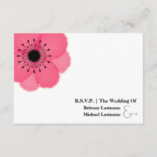 Hot Pink Anemone Modern Wedding R.S.V.P. RSVP Kaartje