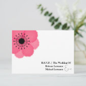 Hot Pink Anemone Modern Wedding R.S.V.P. RSVP Kaartje (Staand voorkant)