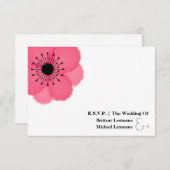 Hot Pink Anemone Modern Wedding R.S.V.P. RSVP Kaartje (Voorkant / Achterkant)
