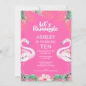 Hot Pink Any Age Flamingo Let's Flamingle Verjaard Kaart (Voorkant)