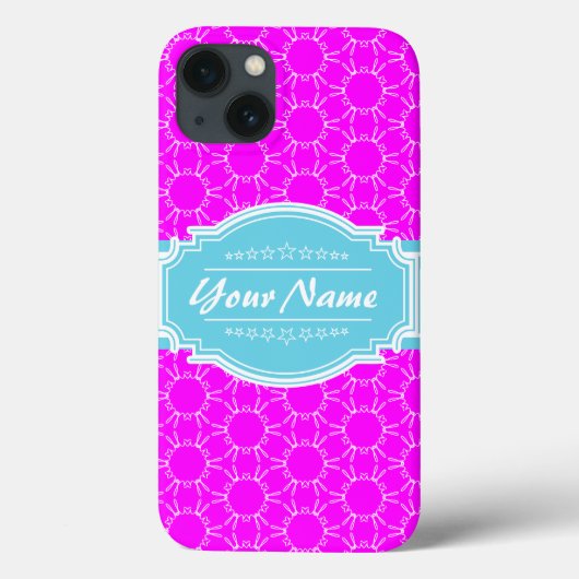 Hot Pink Aqua Floral Link op maat Case-Mate iPhone Case (Achterkant)
