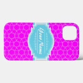 Hot Pink Aqua Floral Link op maat Case-Mate iPhone Case (Achterkant (horizontaal))