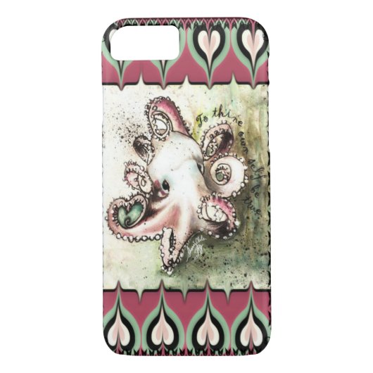 Hot Pink & Aqua Octopus Love 'Ivy' iPhone 7 hoesje (Achterkant)