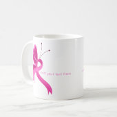 Hot Pink Awareness Lint Vlinder Koffie Mok (Voorkant links)