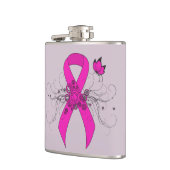 Hot Pink Awareness Ribbon met Butterfly Heupfles (Links)