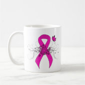 Hot Pink Awareness Ribbon met Butterfly Koffiemok (Links)