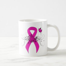 Hot Pink Awareness Ribbon met Butterfly Koffiemok
