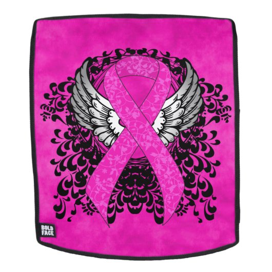 Hot Pink Awareness Ribbon met Wings Rugtassen (Verwijderbaar gezicht)