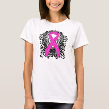 Hot Pink Awareness Ribbon met Wings