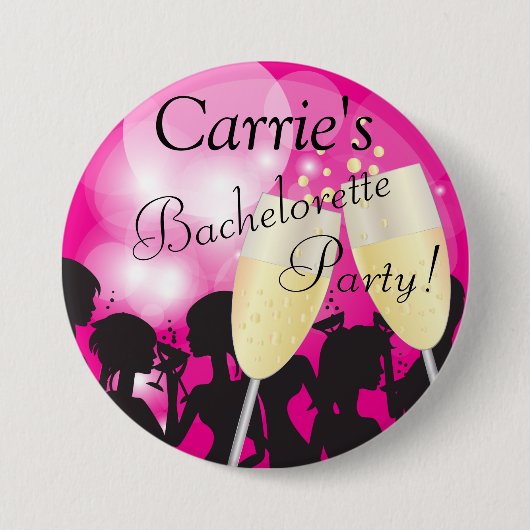 Hot Pink - Bachelorette Diva Girls Night Out Ronde Button 7,6 Cm (Voorkant)