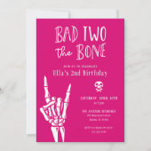 Hot Pink Bad Two The Bone 2e verjaardagsfeestje Kaart (Voorkant)