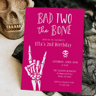Hot Pink Bad Two The Bone 2e verjaardagsfeestje Kaart