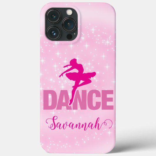 Hot Pink Ballerina Dance Sparkle gepersonaliseerd Case-Mate iPhone Case (Achterkant)