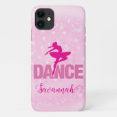 Hot Pink Ballerina Dance Sparkle gepersonaliseerd Case-Mate iPhone Case (Achterkant)
