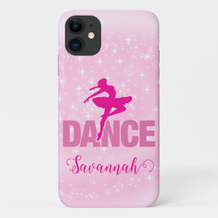 Hot Pink Ballerina Dance Sparkle gepersonaliseerd Case-Mate iPhone Case