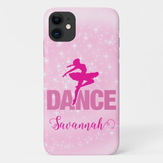 Hot Pink Ballerina Dance Sparkle gepersonaliseerd Case-Mate iPhone Case (Achterkant)