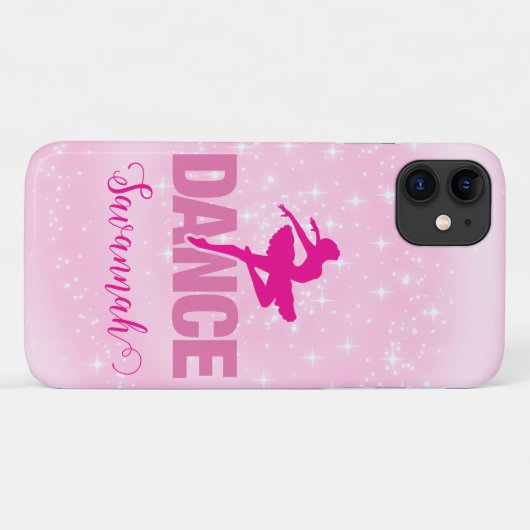 Hot Pink Ballerina Dance Sparkle gepersonaliseerd Case-Mate iPhone Case (Achterkant (horizontaal))