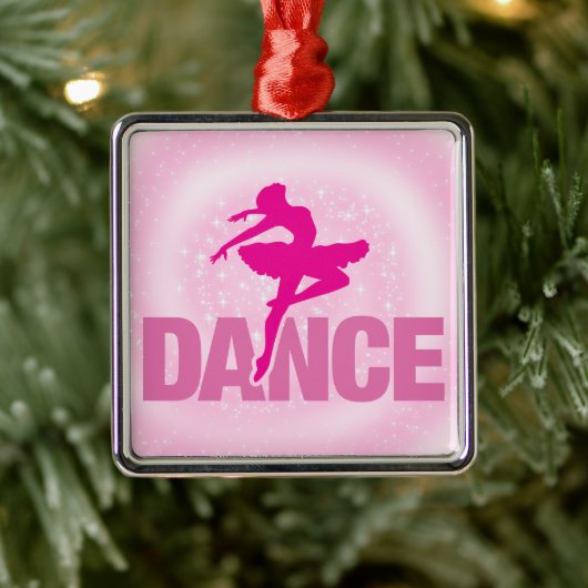 Hot Pink Ballerina Dance Sparkle Metalen Ornament (Boom)