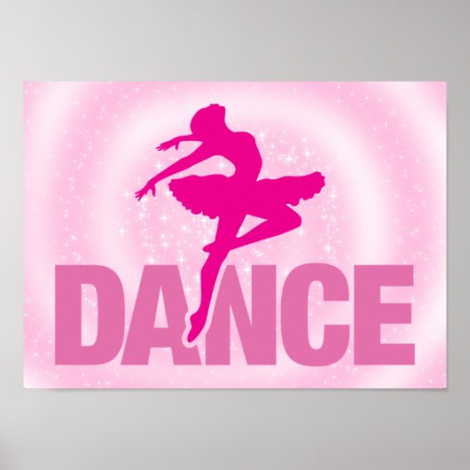 Hot Pink Ballerina Dance Sparkle Poster (Voorkant)