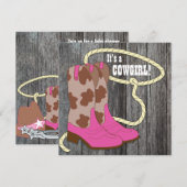 Hot Pink Barn Wood Cowgirl Baby shower Uitnodiging (Voorkant / Achterkant)