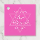 Hot Pink Bat Mitswa Party Ster van David Bedankjes Labels (Voorkant)