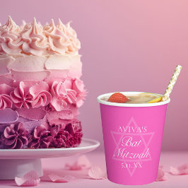 Hot Pink Bat Mitswa Party Ster van David Papieren Bekers