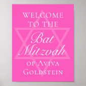 Hot Pink Bat Mitswa Party Ster van David Poster (Voorkant)