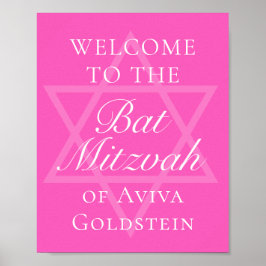 Hot Pink Bat Mitswa Party Ster van David Poster
