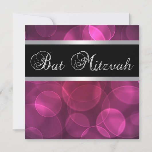Hot Pink Bat Mitzvah Kaart (Voorkant)