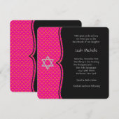 Hot Pink Bat Mitzvah Kaart (Voorkant / Achterkant)