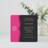 Hot Pink Bat Mitzvah Kaart (Staand voorkant)