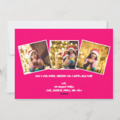 Hot Pink Be Merry Bright Christmas Lights Foto Feestdagenkaart (Achterkant)