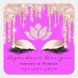 Hot Pink Beauty Lashes Lotus Bedankt Zakelijk Vierkante Sticker