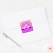 Hot Pink Beauty Lashes Lotus Bedankt Zakelijk Vierkante Sticker (Envelop)