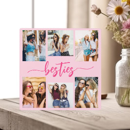 Hot Pink Besties Vrienden 6 Fotocollage Keepsake Fotoplaat