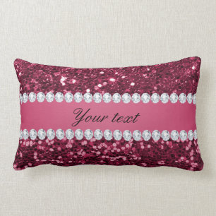 Hot Pink Big Faux Glitter en Diamonds Kussen