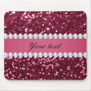 Hot Pink Big Faux Glitter en Diamonds Muismat