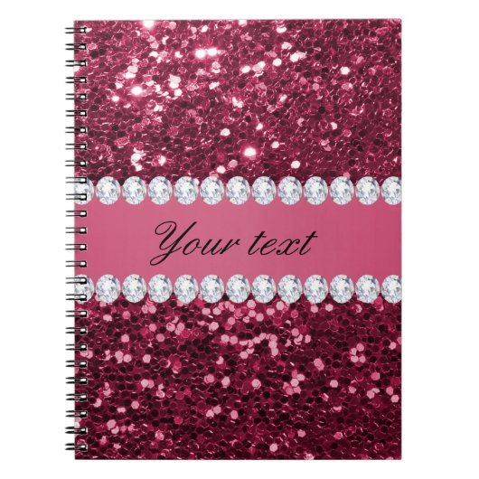 Hot Pink Big Faux Glitter en Diamonds Notitieboek (Voorkant)