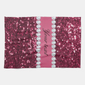 Hot Pink Big Faux Glitter en Diamonds Theedoek (Horizontaal)