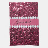 Hot Pink Big Faux Glitter en Diamonds Theedoek (Verticaal)